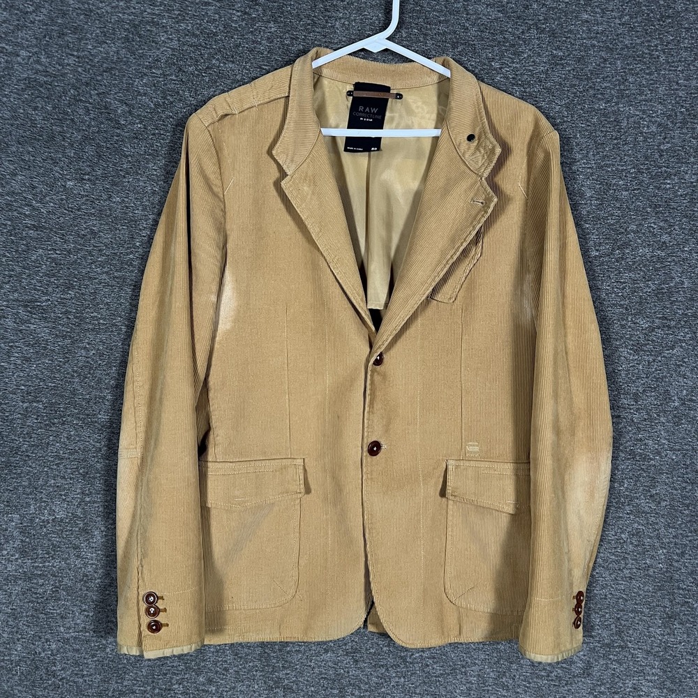G-Star RAW Blazer Mens 50 Beige Corduroy Correctline Deconstructed Jacket Casual